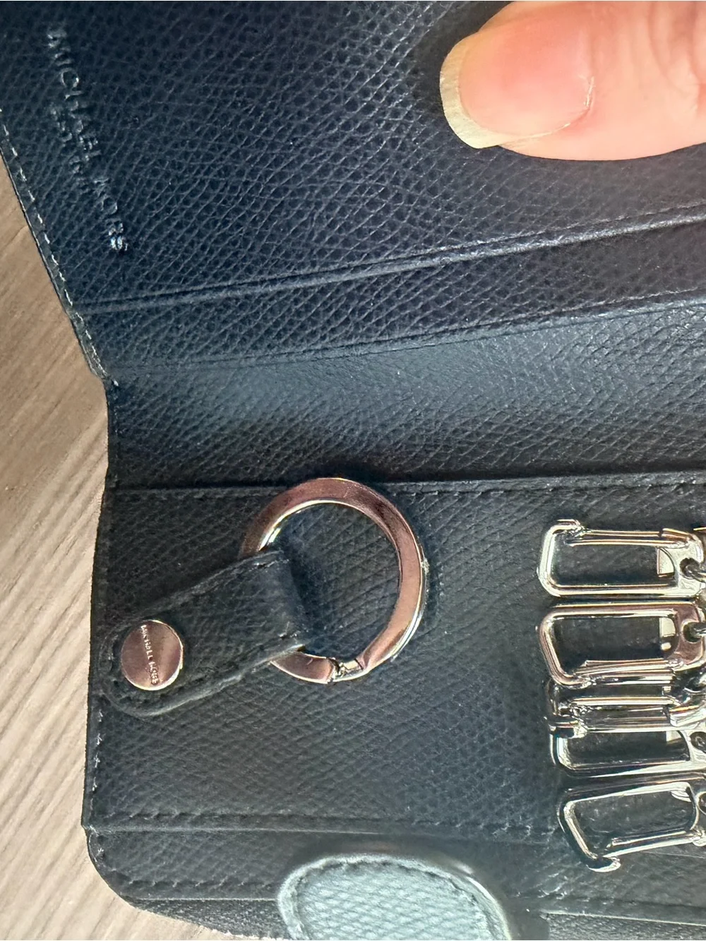 Michael Kors Navy Saffiano Card Holder Wallet with Snap